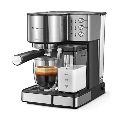 Cozeemax 포타필터 머신 에스프레소 커피 for 라떼 & 카푸치노 프로페셔널 15 바 펌프 밀크 프로더124584