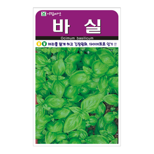 바실 50립 허브 바질 꽃씨 꽃 씨앗 종자 모종 텃밭 주말농장 아람종묘 그린종묘농약사 - 허브씨앗 | 쿠팡
