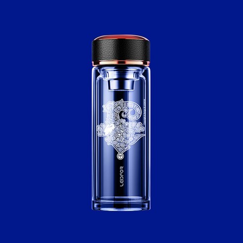Redf 더블 레이어 유리 인쇄 차 컵 물 컵 [원래 저작권 암], 양자리, 500Ml