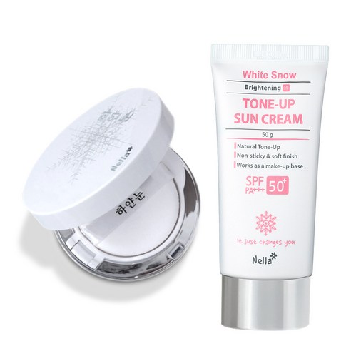 넬라 하얀눈 광채 톤업 선크림+화이트닝 선쿠션, 1개, 50ml