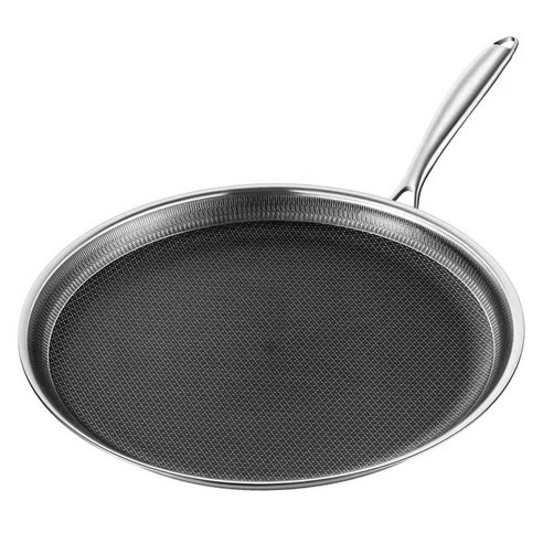 Riwonas 통3중 스텐 벌집코팅 크레페 팬케이크 팬 그릴팬 프라이팬 인덕션 IH 겸용, 1개, 30cm