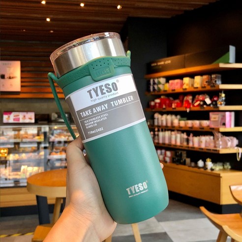 ZZJJC 아이디어 보온병 아이디어 텀블러 아웃도어 보온병, 550-710ml, 710ml 그린
