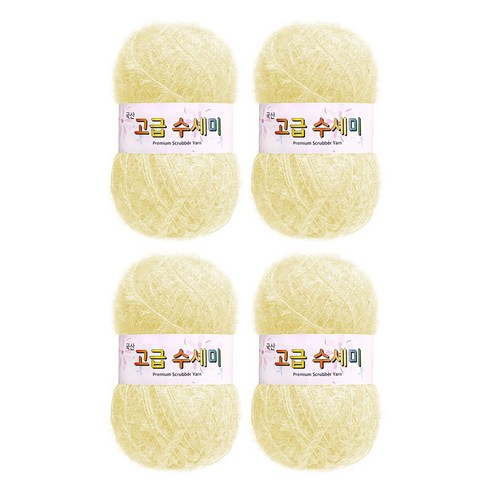 울클럽 별꽃수세미 DIY 고급수세미실 80g 4볼세트 + 동영상제공, 136옐로우아이보리