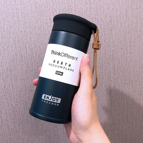 DFMEI 텀블러녀 심플 ins 하라주쿠 스타일 귀여운 휴대용 물컵 대용량 스테인리스 스틸 맨, Bosi-Molan 타임 (280ml)