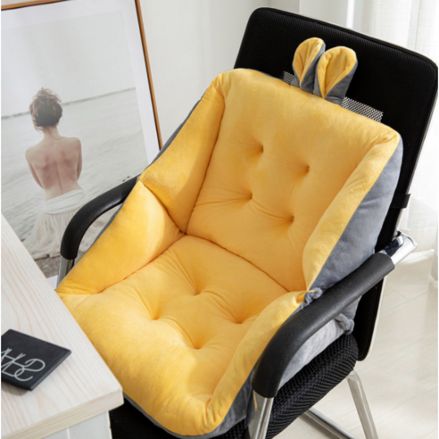 두툼한 의자 쿠션 쿠션 일체형 예쁜 엉덩이 쿠션 가을 겨울 학생 교실 사무실 컴퓨터 의자 의자 쿠션, 노란색