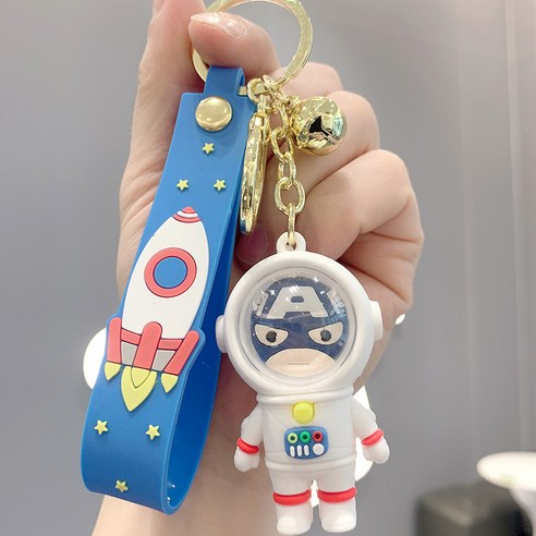 우주인 아이언맨 큐티 열쇠고리 실리콘 자동차 커플 열쇠걸이 만화 배낭 액세서리 열쇠고리, 우주인 캡틴 아메리카