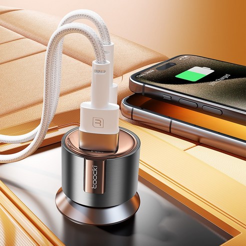 Toocki USB-A+USB-C 75W LED 전기 디스플레이 차량용 충전기 - 안전하고 빠른 이동 충전 솔루션