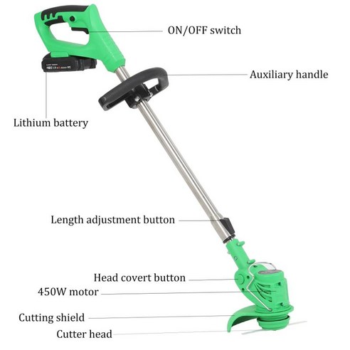 무선 강력한 전기 잔디 깎는 기계 42V 트리머 충전식 리튬 이온 배터리가 있는 Edger 잡초 먹는, 01 EU