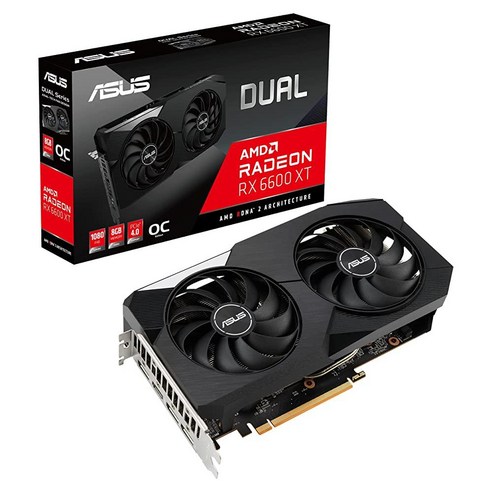 Asus 3847370267 ASUS 듀얼 AMD 라데온 RX 6600 XT OC 에디션 8GB GDDR6 게이밍 그래픽 카드 (AMD RDNA 2 PCIe 4.0 8GB GD