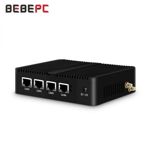 BEBEPC 팬리스 미니 PC 4 LAN 셀러론 J1900 쿼드 코어 J4125 방화벽 라, Celeron N2830 DDR3L, 8G RAM 128G SSD WiFi