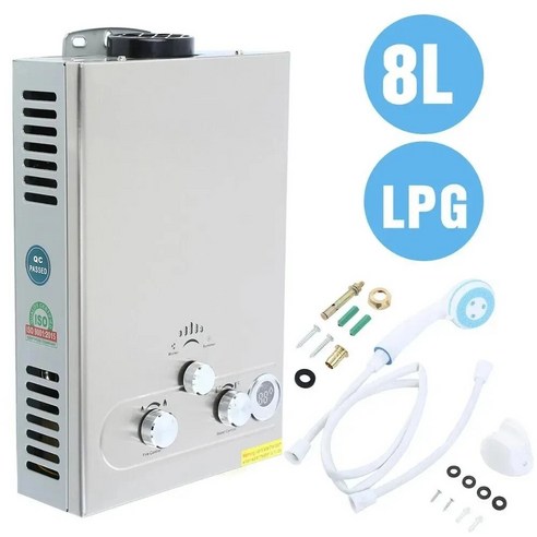 LPG 온수기 가스 탱크리스 스테인리스 인스턴트 보일러 액화 석유 가스 온수기 8L