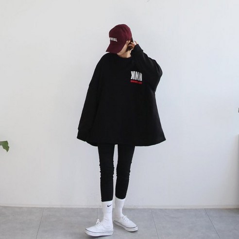 애플망고샵 기모 겨울 빅사이즈 오버핏 케이 간절기 롱박스티