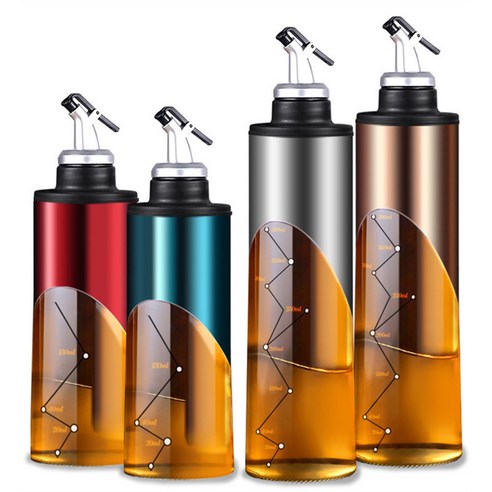 YL&X 내열유리+스테인리스 오일병 조미료병, 380ml, 레드