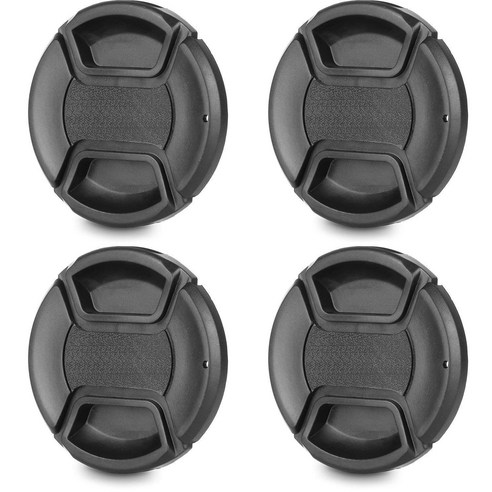 AFBEST Nikon Canon (58Mm)-4 팩 용 Dslr 카메라 렌즈 캡 가죽 끈 구멍이있는 58Mm 번들, 검정