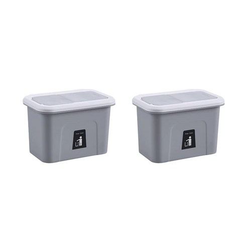 OPOKI 싱크대 주방 플라스틱 휴지통 7L 쓰레기통, 7L/그.레.이 1+1, 가/성/비/형(뚜.껑.있.음)