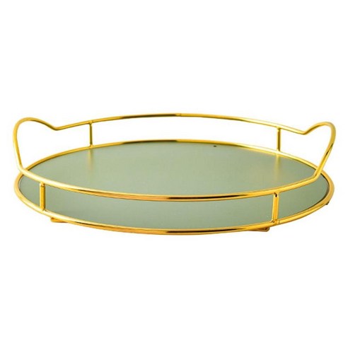골드 화장대 욕실 용 트레이 메이크업 주최자 홈 장식 홈 장식, Matcha 그린, 12inch., 철
