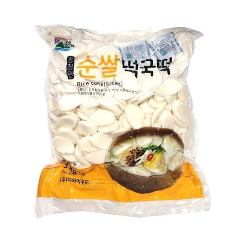 홍청원 순쌀 떡국떡 3kg 대용량, 1개