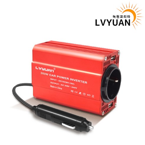 녹원 유사계단파 차량용 시거잭 인버터 자동차 충전기, 용량 300W 전압 12V, 1개 
RV/아웃도어