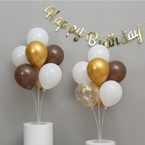 [피앤비유니티]풍선스탠드2입 모음 스마일 윙크 데이지 브라운 생일 컨페티 풍선꽂이, 메탈골드