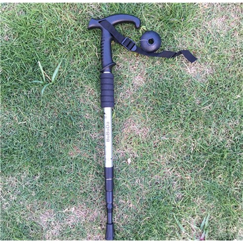 안티 쇼크 트레킹 폴 초경량 워킹 스틱 조정 가능한 하이킹 지팡이 북유럽 워킹 스틱을위한 텔레스코픽 목발, Sliver T-handle