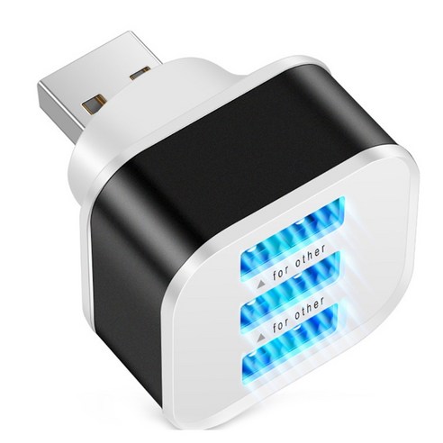 새로운 USB 2.0 도크 익스텐더 3- 포트 확장 USB 스플리터 허브 미니 충전기 보호를위한 다기능 블랙/골든, 검은색