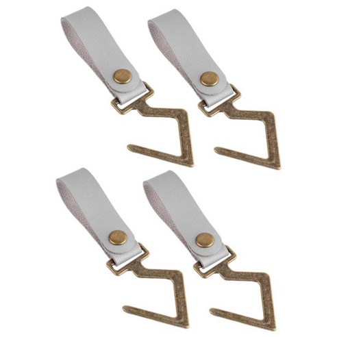 4PCS PU 가죽 스트랩 조리기구 냄비 랙 후크 견고한 교수형 후크-주방 용품 냄비 기구 식물 수건에 대한 여러, 84x20mm, 회색