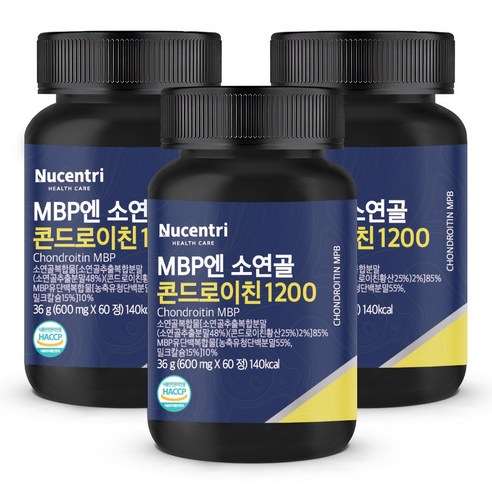 소연골 콘드로이친 1200 MBP 식약청 HACCP 인증, 3개, 60정