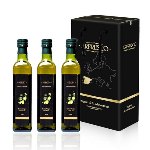 알프레스코 엑스트라 버진 압착 올리브유 올리브오일, 3개, 500ml