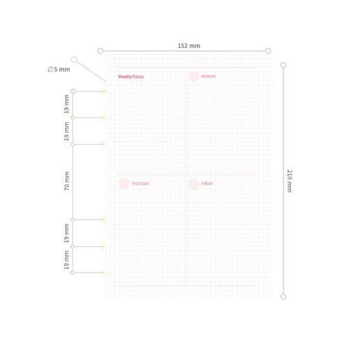 드림널스 A5 6공 다이어리 속지 위클리 120page (1년 분) 리필, 1개