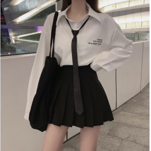 셔츠 긴소매 JK 유니폼 스커트 여성의류 봄가을 교복 디자인
