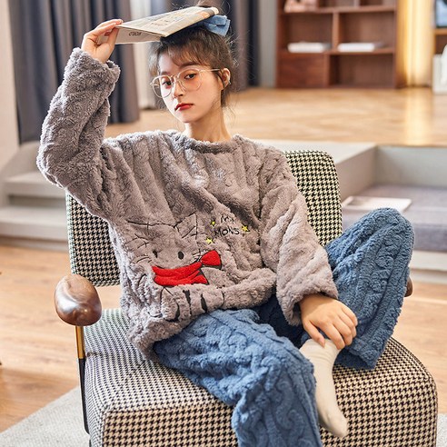 여자 겨울 산호벨벳잠옷