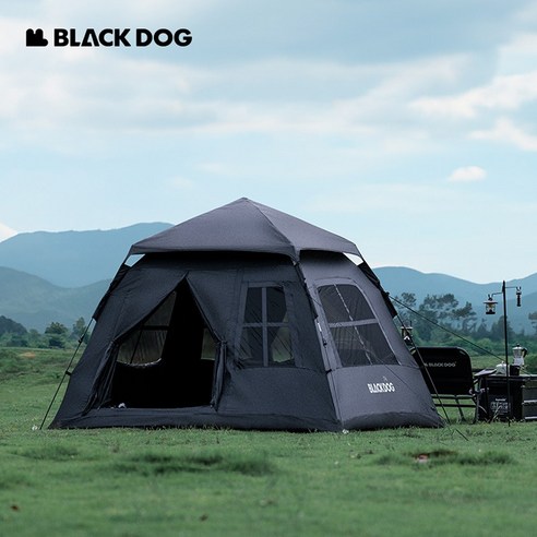 블랙독 Blackdog 캠핑 텐트 3-4인용 리빙쉘 돔 몽골 텐트 BD-ZP005 블랙코팅, BD-ZP005 블랙