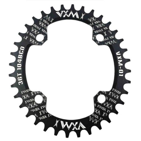좁은 와이드 체인링 104mm BCD 32T 34T 36T 38T 자전거 싱글 체인 링 가드, 블랙 34T, 143MM, 알루미늄 합금