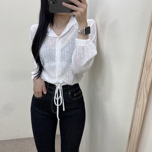 VANANA2 여성용 데일리 꾸안꾸 캐주얼 후드넥 시스루 단추 크롭 긴팔 가디건 3color