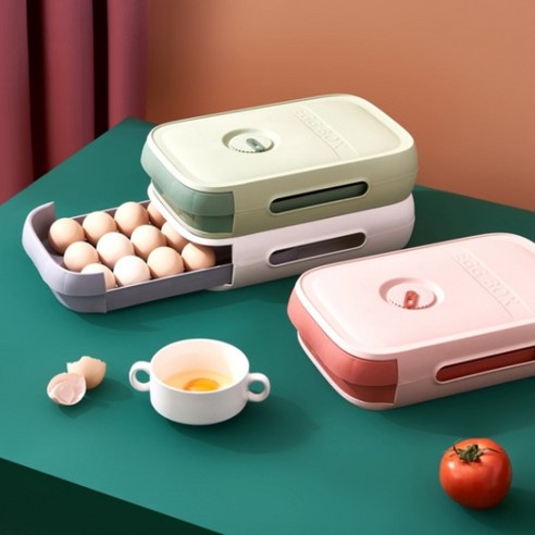 대용량슬라이딩에그박스 계란 보관함 달걀 보관용기 에그 트레이 냉장고 깔끔한 보관 방법, 핑크