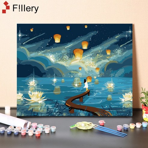 FiIIery DIY명화그리기 피포페인팅 풍경화 인물화그리기 그림그리기 세트 40 x 50cm, 50-공명등 A, 1개