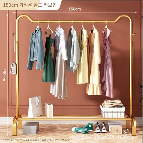 MBH 행거 안 침실 행거 심플한 행거 착지, 150cm-고양이 귀 업그레이드-라이트 럭셔리 골드