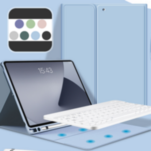 YiLe 애플펜슬거치가능 다이어리형 태블릿PC 케이스 + 블루투스 키보드 T11B, 연두색