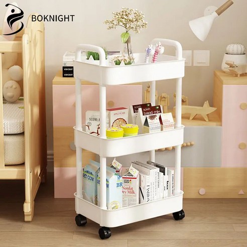 리빙톤이동식폴딩수납장 리빙톤이동식폴딩수납장 이소품 트롤리 이동식 3단 수납장, 핑크 복나이트 트롤리 주방 틈새 이동식 수납장 수납정리함 3단 이동식 트롤리 주방가정용카트, 하얀색