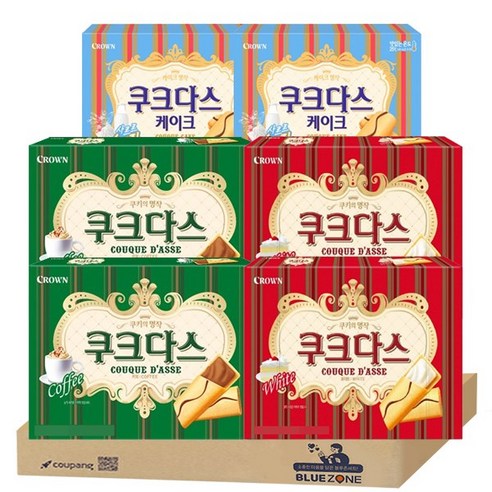 블루존 당보충 간식모음 쿠크다스 화이트 128g x 2개 + 커피 128g x 2개 + 케이크 77g x 2개