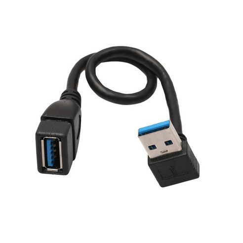 USB 3.0 직각 90도 확장 케이블 남성 여성 어댑터 코드 20cm, 검정