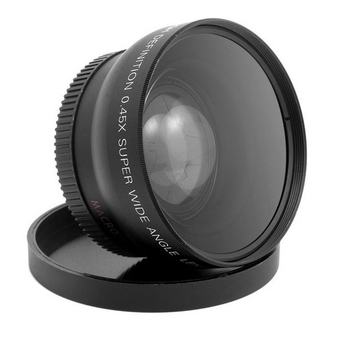 AFBEST Canon Nikon Sony Pentax 52MM DSLR 카메라 용 매크로 렌즈가있는 HD 0.45x 광각 렌즈, 검정
