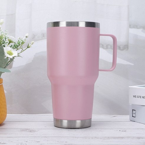 대외 무역 304 스테인리스강 보온 컵 벨트 손잡이 얼음 컵 30oz 휴대용 차량 적재 자동차 컵, 북구분