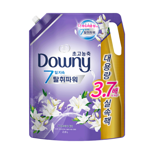 다우니 초고농축 화이트 릴리향 본품 일반 섬유유연제, 2.6L, 1개