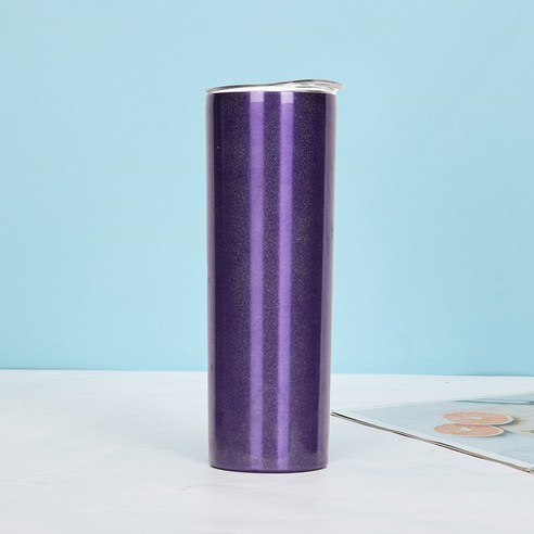 신형 컵 304 스테인리스강 직신 보온컵 야외 간편 적재 커피잔 선물, 자주색, 20oz