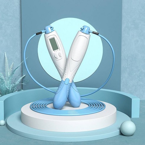 YAPOGI 노라인 줄넘기 헬스 운동용품 카운터 조절 가능 줄넘기, 하나, 블루 로프 스타일
