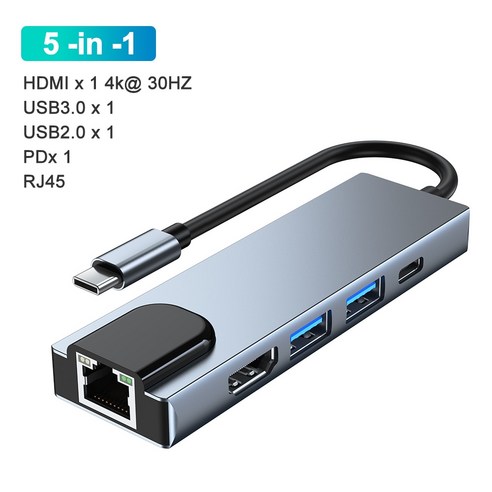 [XIG] USB C 허브 3.0 USB 유형 C 어댑터 4K HDMI 유형 C 허브 USB 분배기 3 USB, 5 in 1_러시아