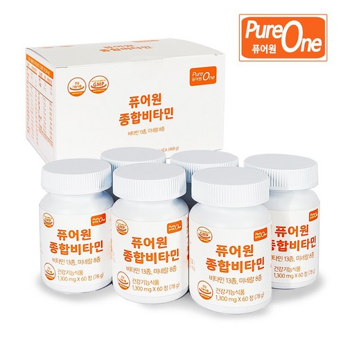 퓨어원 종합비타민 [2개월] 21종 멀티비타민+미네랄 하루 1정 간편섭취 피로회복제 비타민B군 1000% 강화, 1개, 60정