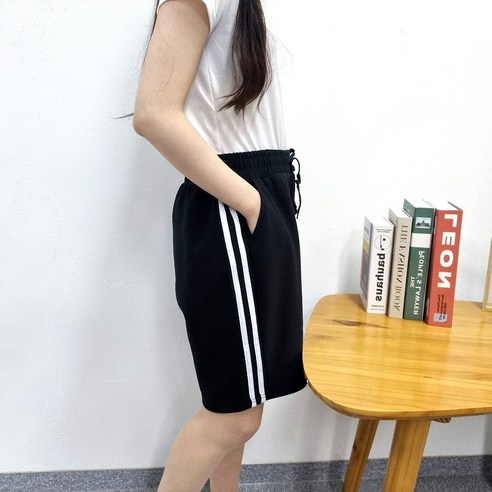 남녀공용 트레이닝바지 두줄폴리 반바지/ 밴딩 운동복 탄탄한 소재 5부 체육복 학교생활복