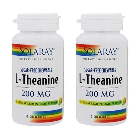 솔라레이 L-테아닌 200mg 내추럴 레몬-라임 츄어블, 30개입, 2개, 30정